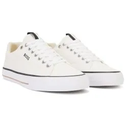 BOSS Aiden Canvas Trainers - White 11 BOSS Aiden Canvas Trainers - White -All Wedges Shop boss aiden white 2