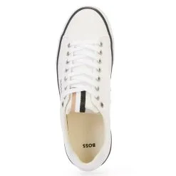 BOSS Aiden Canvas Trainers - White 9 BOSS Aiden Canvas Trainers - White -All Wedges Shop boss aiden white 3