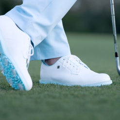 FootJoy Premiere Series Pastel Pack Golf Shoes - #54392 Pastel White/Baby Blue -All Wedges Shop fj pastels pastelwhitebabyblue 10