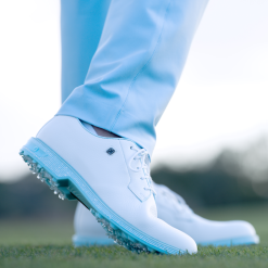 FootJoy Premiere Series Pastel Pack Golf Shoes - #54392 Pastel White/Baby Blue -All Wedges Shop fj pastels pastelwhitebabyblue 8