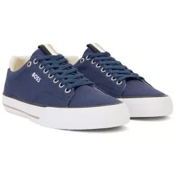 BOSS Aiden Canvas Trainers - Navy -All Wedges Shop hugobossAW22 50470866 404 2