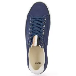 BOSS Aiden Canvas Trainers - Navy -All Wedges Shop hugobossAW22 50470866 404 3