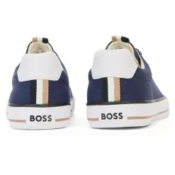 BOSS Aiden Canvas Trainers - Navy -All Wedges Shop hugobossAW22 50470866 404 5