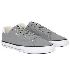 BOSS Aiden Canvas Trainers - Silver -All Wedges Shop hugobossAW22 Aiden20tenn20silver 2