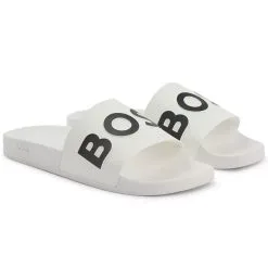 BOSS Bay Sliders - White/Black 001 11 BOSS Bay Sliders - White/Black 001 -All Wedges Shop hugobossAW22 slider whiteblack 1
