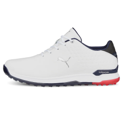 PUMA PROADAPT ALPHACAT Leather Golf Shoes - Puma White/Puma Navy/For All Time Red