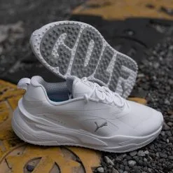 PUMA GS-FAST Golf Shoes - Puma White 21 PUMA GS-FAST Golf Shoes - Puma White -All Wedges Shop puma GS FAST white lifestyle 3