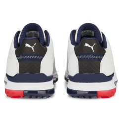 PUMA PROADAPT ALPHACAT Leather Golf Shoes - Puma White/Puma Navy/For All Time Red -All Wedges Shop puma proalphacat whitenavyred 5