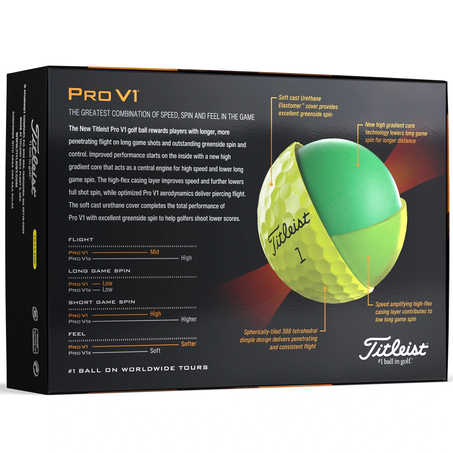 Titleist 2023 Pro V1 Golf Balls - Yellow / Dozen 9 Titleist 2023 Pro V1 Golf Balls - Yellow / Dozen - Image 7